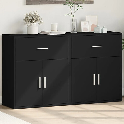 vidaXL Buffets 2 pcs noir 60x31x70 cm bois d'ingénierie