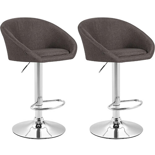 Non Lot de 2 tabourets de bar Miami V2 tissu chrome