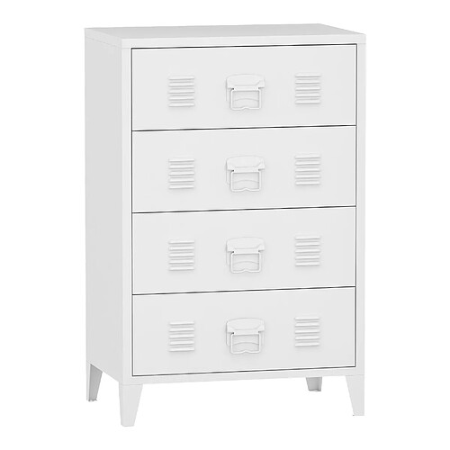 Helloshop26 Commode stylée meuble de rangement pratique métallique hämeenlinna avec 4 tiroirs acier 92 x 80 x 40 cm blanc 03_0006838