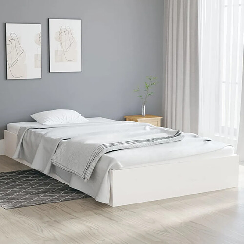 vidaXL Cadre de lit sans matelas blanc bois massif 90x200 cm