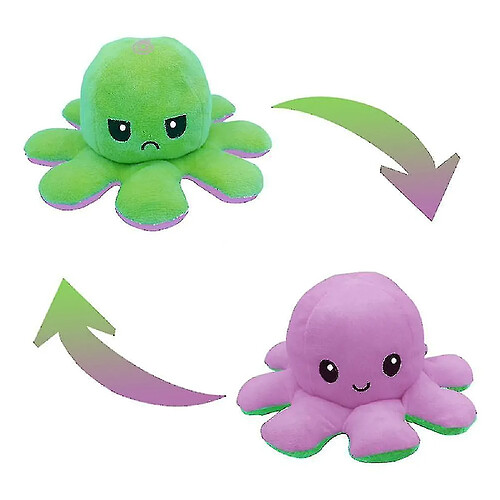 Universal Conception de poulpe, peluche réversible et poupée farcie typurple + vert