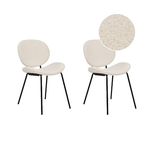 Beliani Chaise de salle à manger LUANA Set de 2 Bouclé Blanc