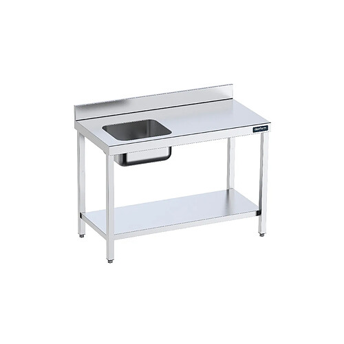 Table de chef Inox avec bac à Gauche et étagère - Gamme 700 - Distform