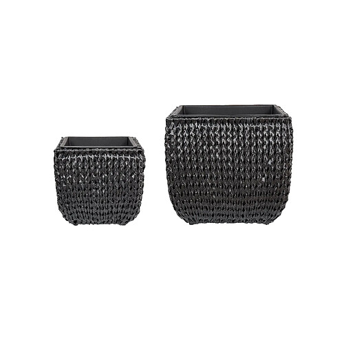 Beliani Lot de 2 pots de fleurs BERBERIS Polyrotin Noir