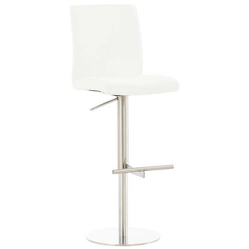 Decoshop26 Tabouret de bar x1 réglable en hauteur et pivotant à 360° plateforme ronde en métal assise en PVC blanc 10_0004563