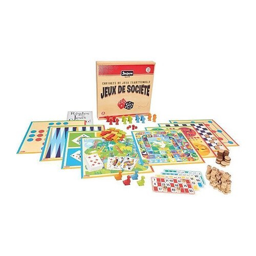 JEUJURA Coffret de Jeux de societe traditionnels - Coffret en bois