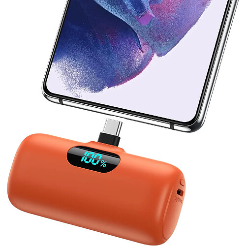 SANAG Batterie Externe Usb C 5000Mah, 15W 3.0A Charge Rapide Chargeur Portable Mini Power Bank Avec Écran Lcd Compatible Avec Samsung S23,S22/Note/Huawei/Moto/Lg/Pixel/Nexus,Usb C Phones Etc - Orange