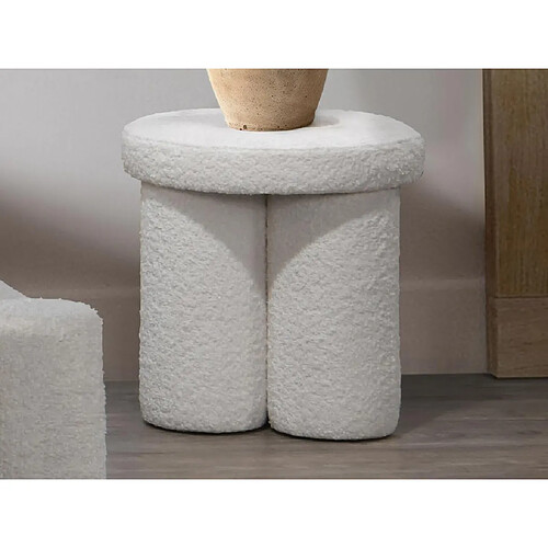 Vente-Unique Pouf en tissu bouclette blanc CONOMO