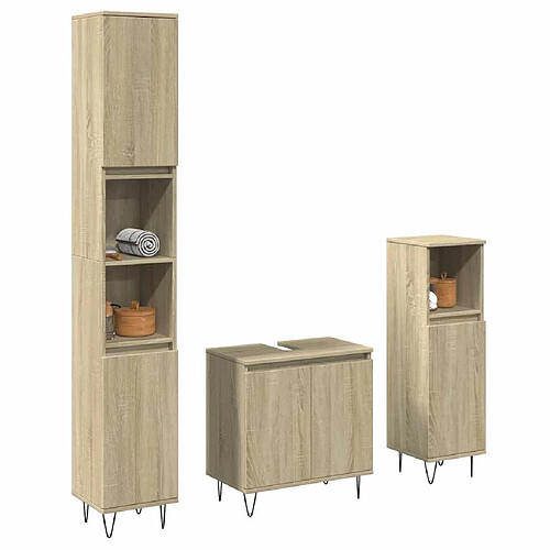 vidaXL Ensemble de meubles de salle de bain 3 pcs chêne sonoma