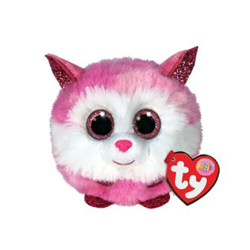 Ty Puffies Princess - peluche ronde, rose et blanc