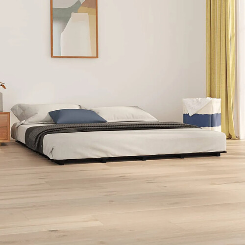 vidaXL Cadre de lit sans matelas noir 180x200 cm bois massif de pin