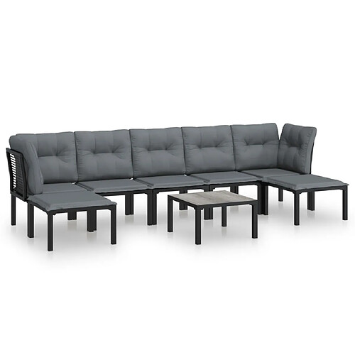 Maison Chic Salon de jardin 8 pcs - Table et chaises d'extérieur - Mobilier/Meubles de jardin Moderne noir et gris résine tressée -MN87511