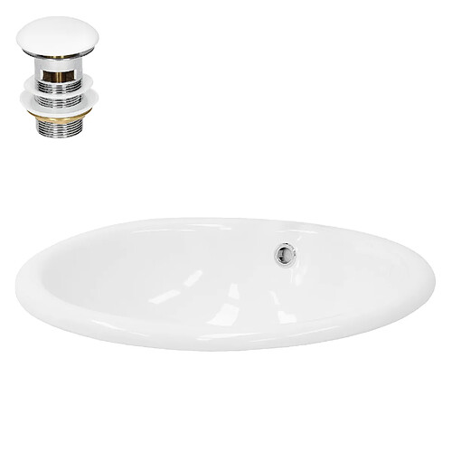 Lavabo ovale 49x19,5x40,5 cm blanc en céramique ML-Design