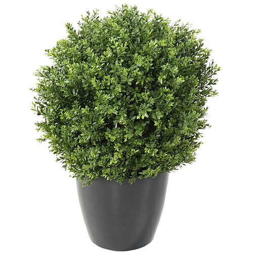 Pegane Plante artificielle haute gamme Spécial extérieur / Buis boule UV artificiel, coloris vert - Dim : H.65 x D.50 cm