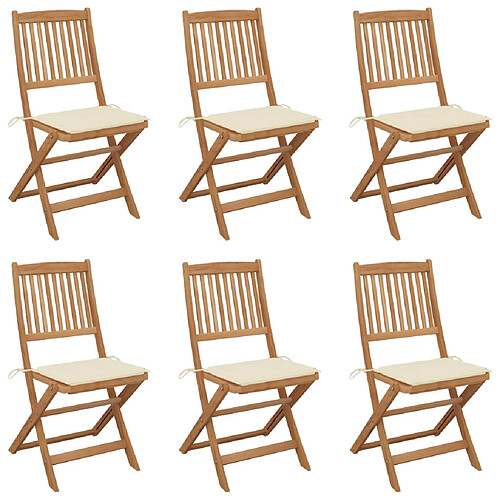 vidaXL Chaises pliables de jardin lot de 6 avec coussins Bois d'acacia