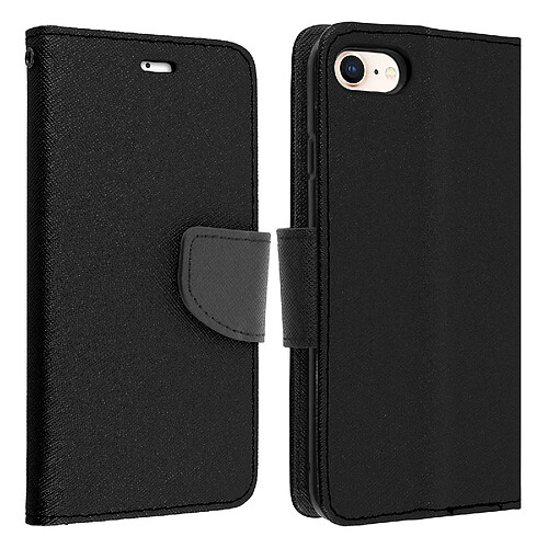 Avizar Housse iPhone SE 2022 / 2020 et 8 / 7 Etui Porte-carte Support vidéo Fancy noir