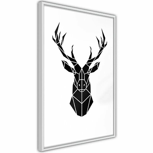 Paris Prix Affiche Murale Encadrée Geometric Stag 40 x 60 cm Blanc