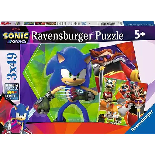 Ravensburger Puzzles 3x49 p - les aventures de sonic / sonic prime