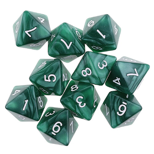 10pcs Dés 8 Faces Dés Polyédriques D8 Pour Les Jeux De Table De Fête Vert