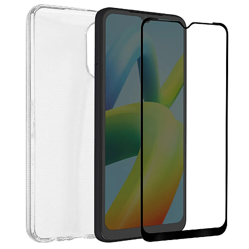 Coque pour Xiaomi Redmi A1 et A2 Souple Transparente Verre Trempé 9H Noir Bigben