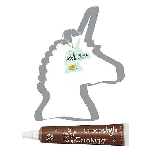 Scrapcooking Découpoir à pâtisserie inox XXL Licorne + 1 Stylo chocolat