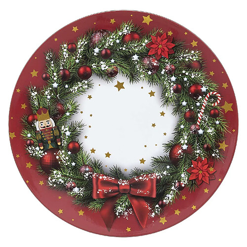 Atmosphera, Createur D'Interieur Lot de 12 dessous d'assiette Couronne de Noël D. 33 cm - Rouge