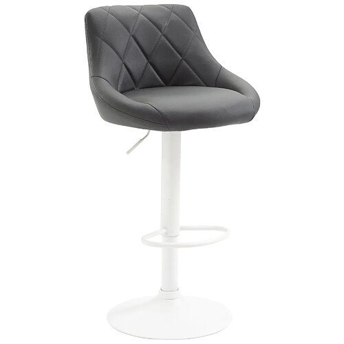 Decoshop26 Tabouret de bar en synthétique gris pivotant avec repose-pieds métal blanc coutures décoratives TDB10592