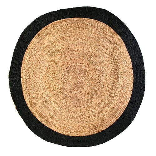 The Home Deco Factory Tapis rond en jute design bicolore Sophie - Diam. 120 cm - Noir