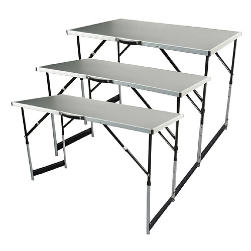 Brüder Mannesmann Ensemble table pliante multifonction Aluminium 3 pcs