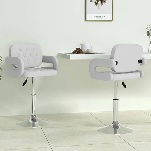 Maison Chic Lot de 2 Chaises pivotantes à manger,Chaises à manger,Chaises de cuisine salon blanc similicuir -MN32544