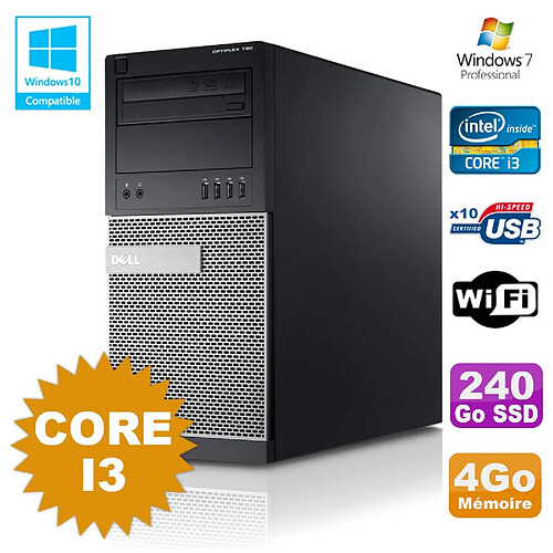 PC Tour Dell Optiplex 790 Core I3 3.1Ghz 4Go 240Go SSD DVD WIFI Win 7 · Occasion