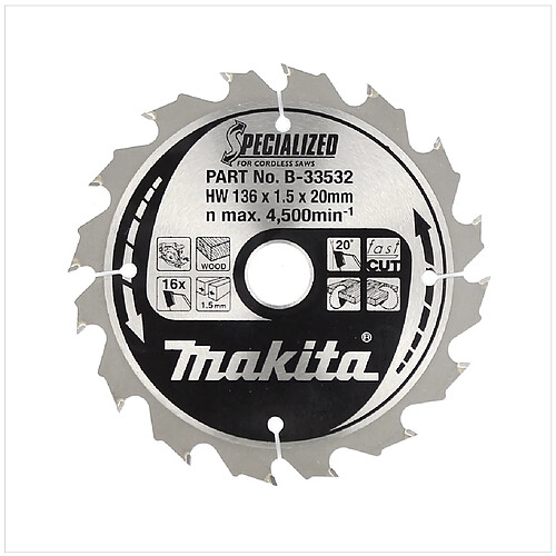 Makita CCC13616E Lame de scie SPECIALIZED B-33532 - 16 dents , 136 mm