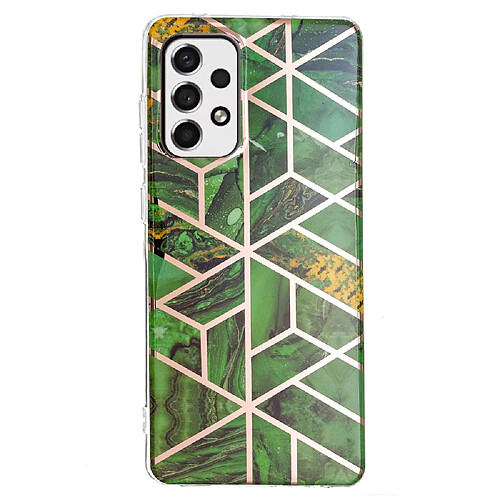 Coque en TPU anti-rayures, galvanoplastie, motif marbre Losange/vert pour votre Samsung Galaxy A53 5G