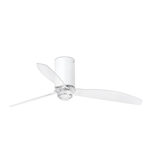 Faro Barcelona Ventilateur de plafond transparent à DEL blanc mat avec moteur intelligent CC - Télécommande incluse, 3000K