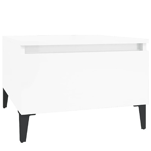 Maison Chic Table d'appoint | Table Basse Blanc brillant 50x46x35 cm Bois d'ingénierie -GKD92296