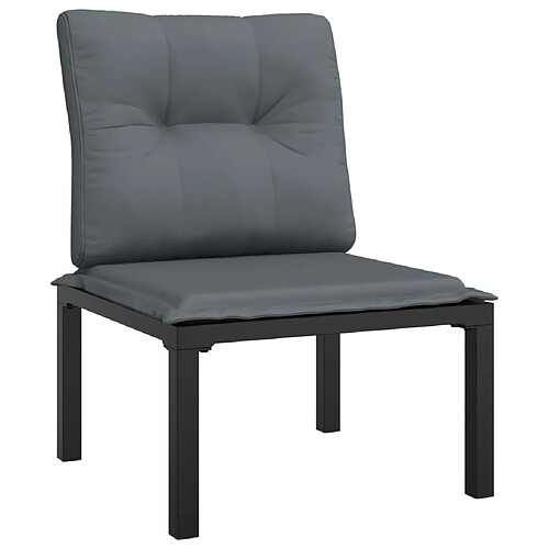 Maison Chic Chaise de jardin avec coussin - Fauteuil d'extérieurs noir/gris résine tressée -MN96267