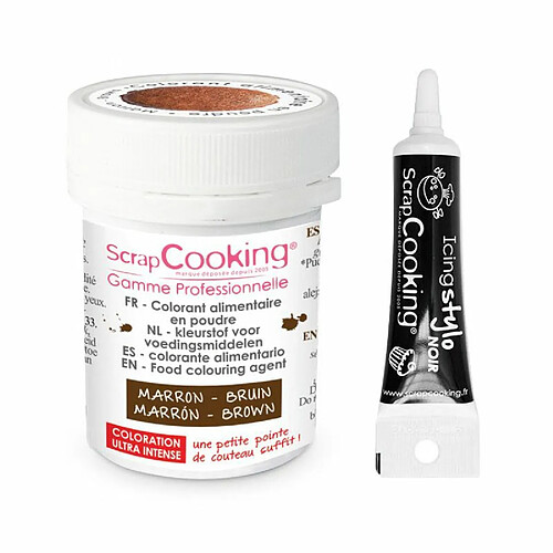 Scrapcooking Colorant alimentaire en poudre marron + Stylo glaçage noir