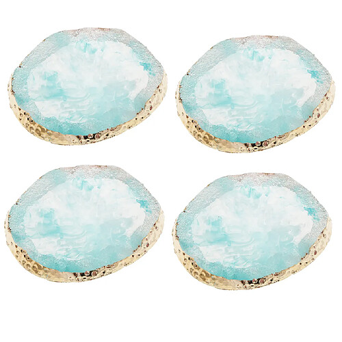 4x imitation agate nail art palette boisson dessous de verre tasse mat décors bleu