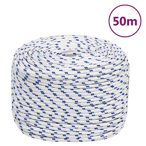 vidaXL Corde de bateau Blanc 8 mm 50 m Polypropylène