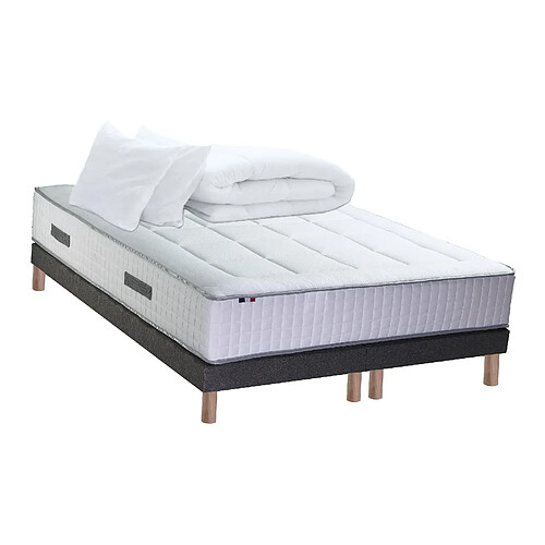 Idliterie Ensemble matelas Ressort 7 zones + sommier + oreiller + couette - FABRICATION FRANCAISE