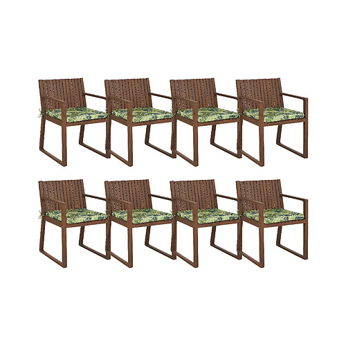 Beliani Lot de 8 chaises avec coussins Bois Vert clair SASSARI