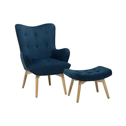 Beliani Fauteuil VEJLE Velours Bleu foncé