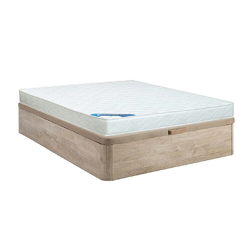 Vente-Unique Ensemble 140 x 190 cm sommier coffre naturel clair + matelas mousse ép.15cm - ZEUS de DREAMEA