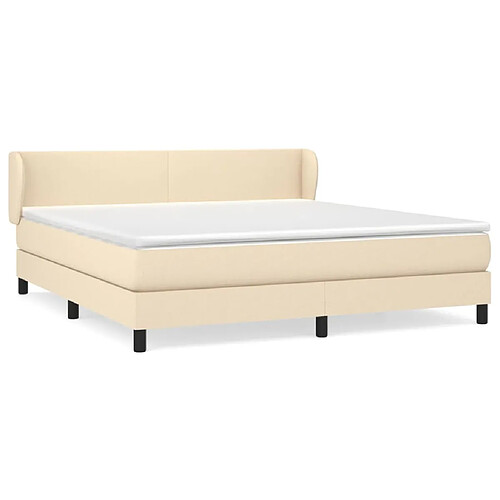 Maison Chic Lit adulte- Lit + matelas,Sommier à lattes de lit avec matelas Crème 180x200 cm Tissu -GKD47252