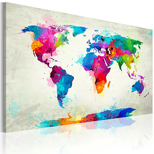 Artgeist Tableau - Map of the world - an explosion of colors [30x20]