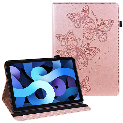 Etui en PU motif papillons avec porte-cartes or rose pour votre Apple iPad 9.7 pouces (2018)/(2017)/iPad Air 2/iPad Air (2013)