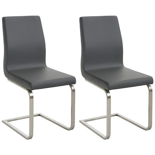 Decoshop26 Lot de 2 chaises de salle à manger cuisine salle d'attente en PVC gris et pied en forme luge acier inoxydable 10_0001597