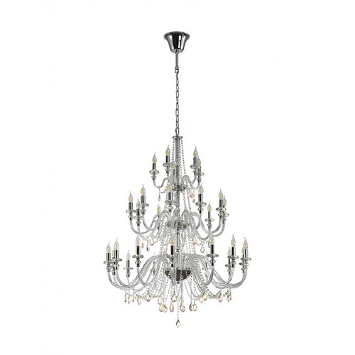 Luminaire Center Grand Chandelier 29 ampoules Cristal k9 Chrome poli