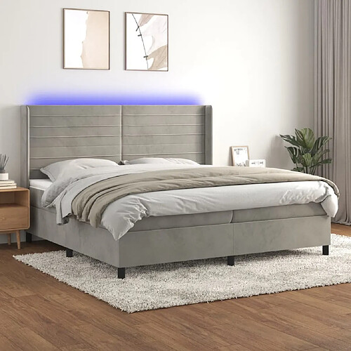 Sommier à lattes,Cadre à lattes de lit pour Adulte matelas et LED Gris clair 200x200 cm -MN82363