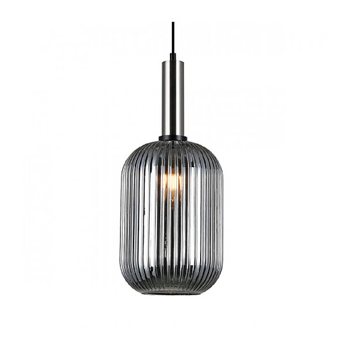 Luminaire Center Suspension moderne Antiola Nickel satiné, verre fumé